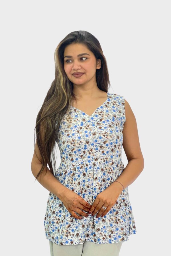 White Floral Printed Peplum