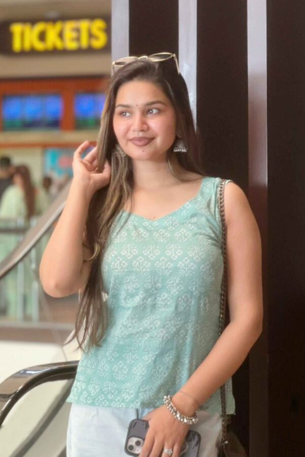 Pastel Green Kurti with Silver Motifs