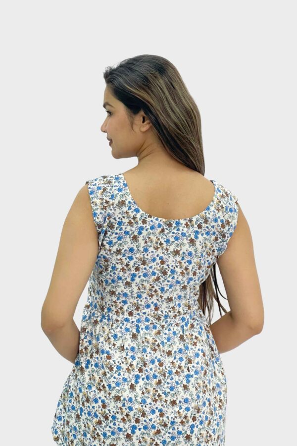 White Floral Printed Peplum - Image 2