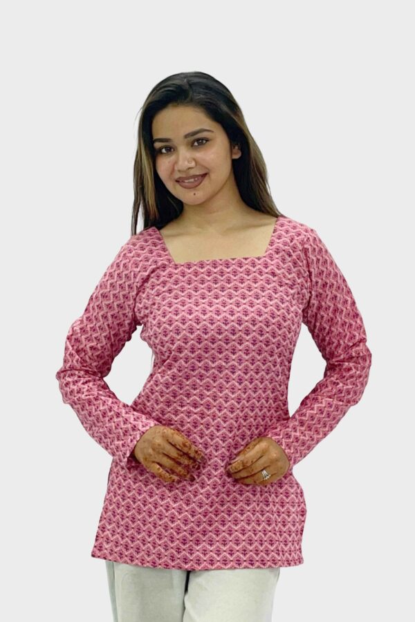 Pink Minimal Square Neck Kurti