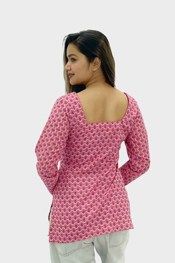 Pink Minimal Square Neck Kurti - Image 2