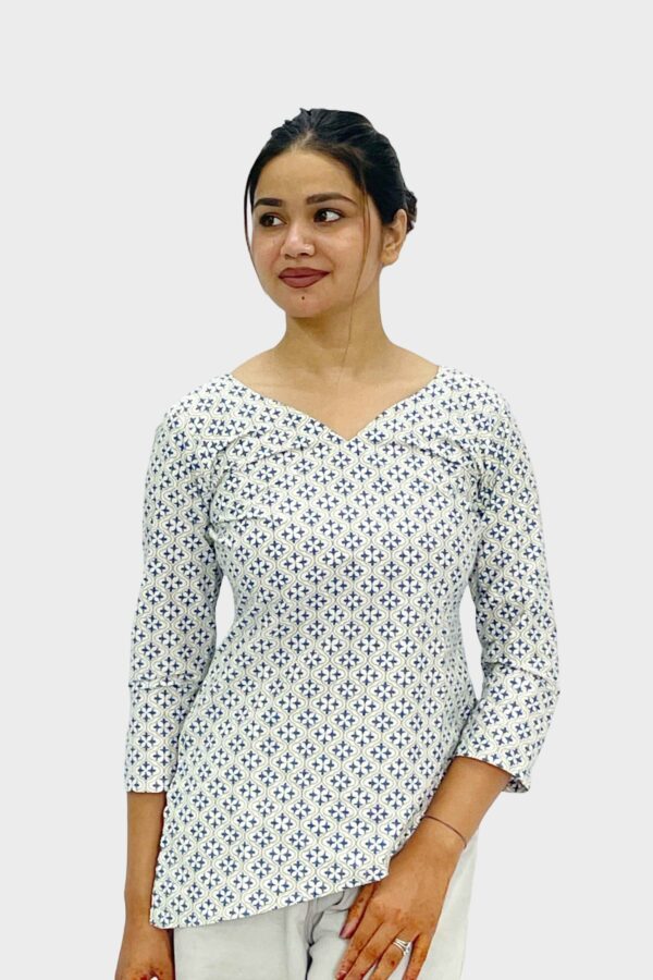 Indigo Ice Side Cut Kurti - Image 3