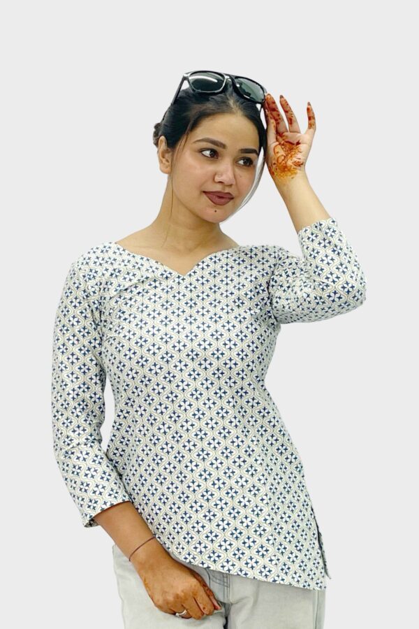 Indigo Ice Side Cut Kurti
