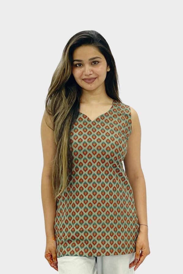 Olive Prism Cotton Kurti