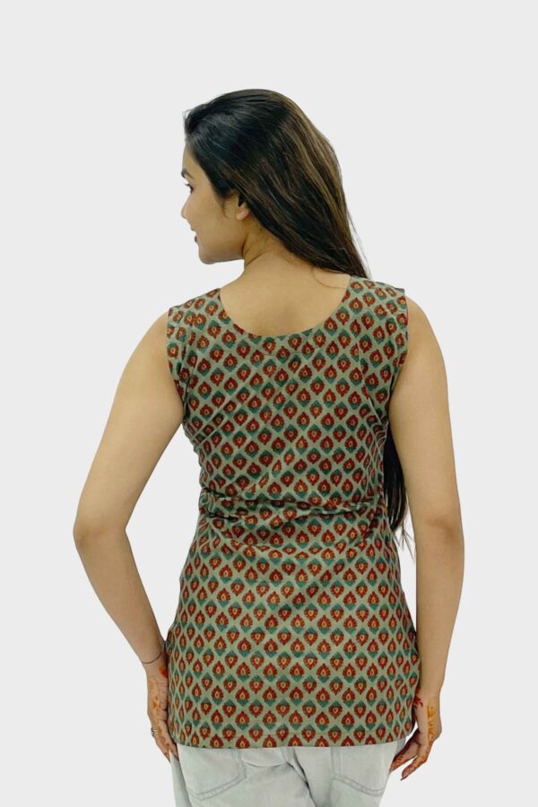 Olive Prism Cotton Kurti - Image 2