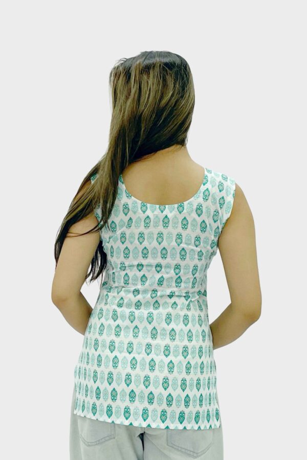 Sea Green Sleeveless Kurti - Image 2