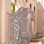 Pakistani print with fancy neck daman sleeves embroidery 6