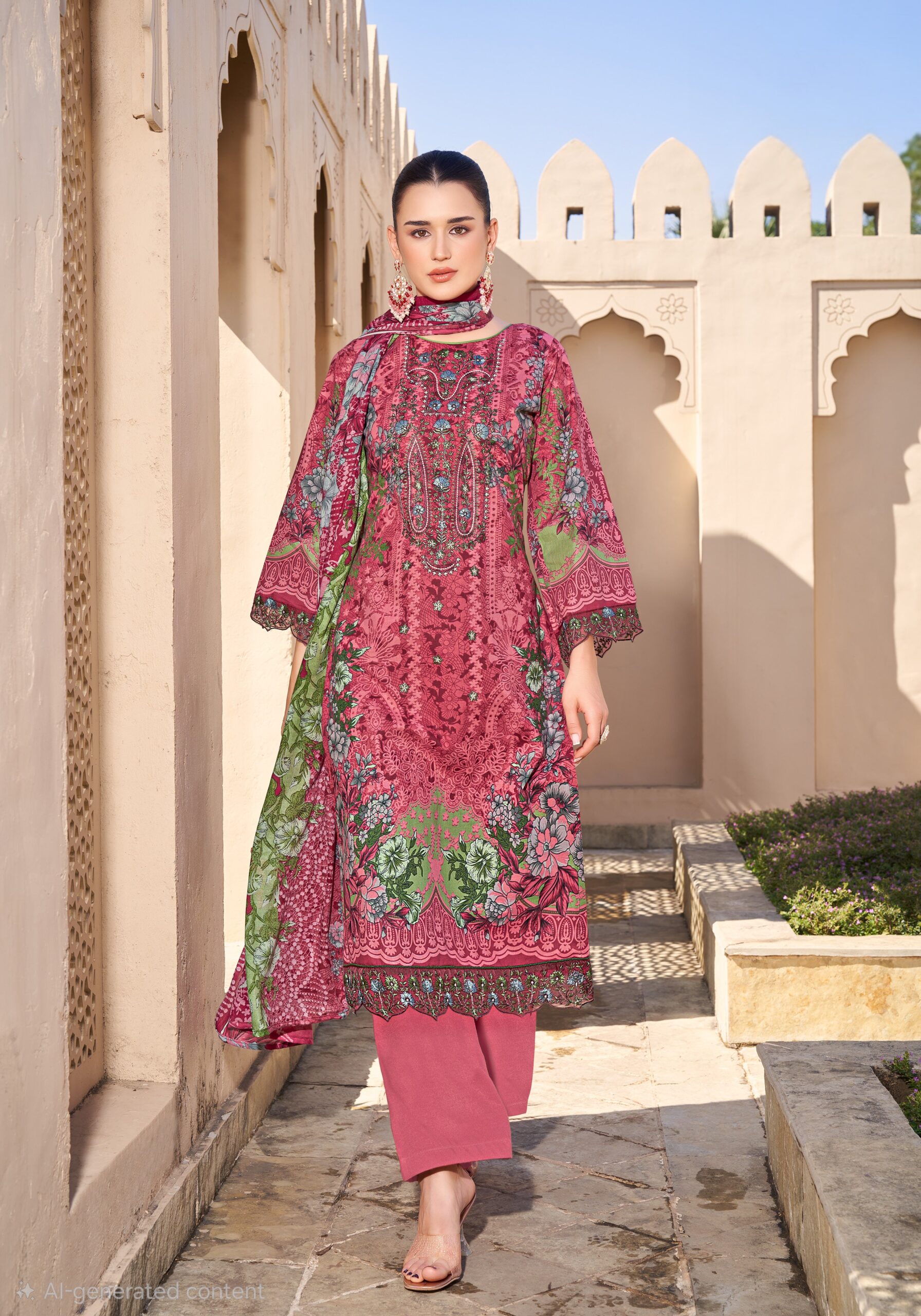 015_d011759d-b3d3-46c8-a7cf-b4f75850986c_3350x(1) Pakistani print with fancy neck daman sleeves embroidery - Image 1