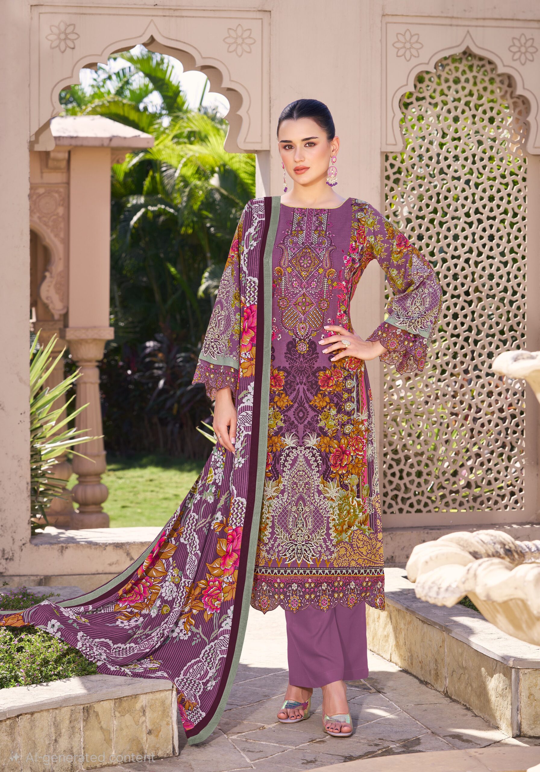 017_36cfb867-1aa6-439c-acb6-04bb252315b0_3350x(1) Pakistani print with fancy neck daman sleeves embroidery 2 - Image 1