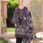 Pakistani print with fancy neck daman sleeves embroidery 3