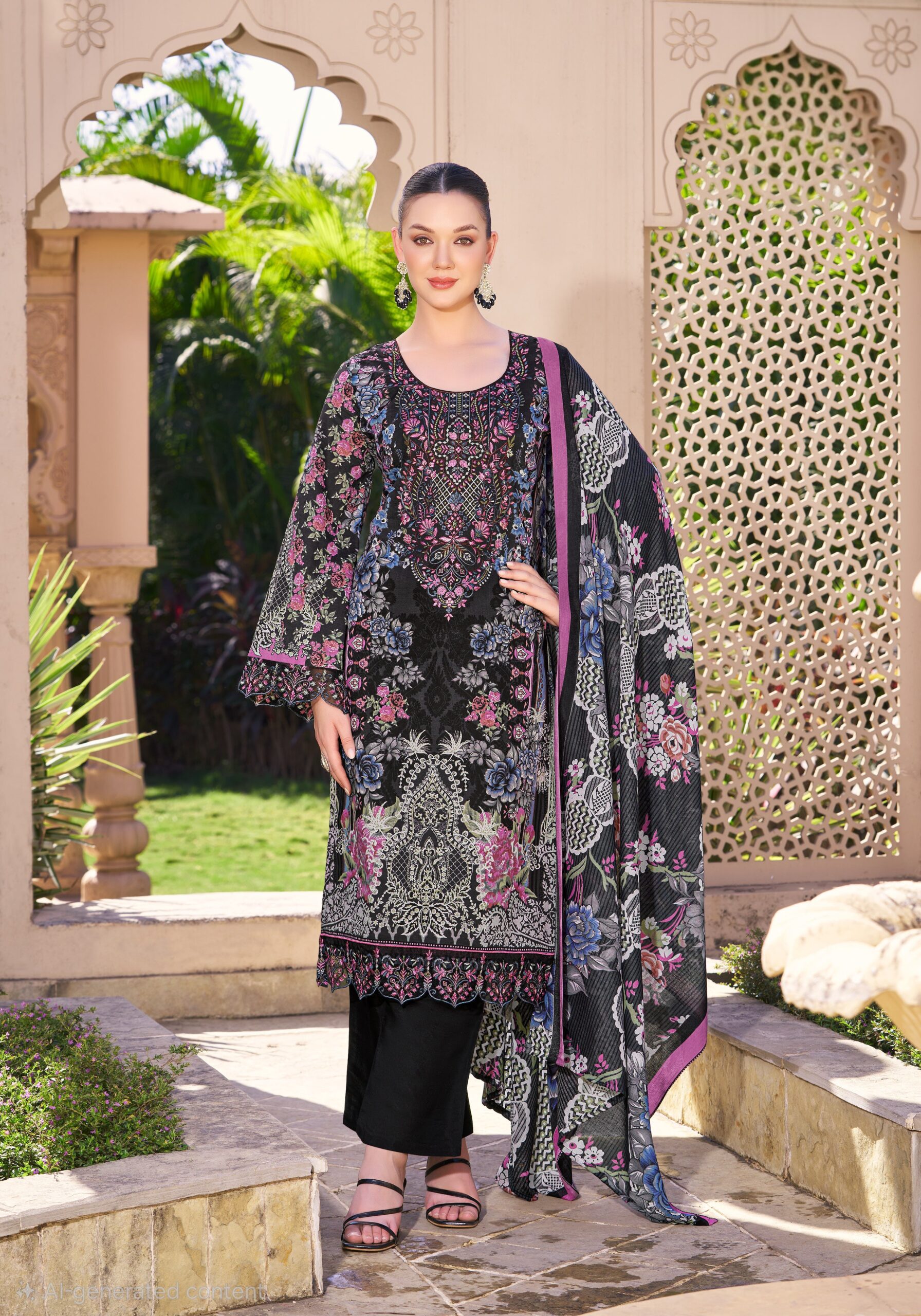 019_165926fa-bf31-4c23-9221-2c99499dc6d9_3350x(1) Pakistani print with fancy neck daman sleeves embroidery 3 - Image 1