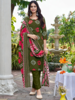 Reyon Bandhani Print With Mirror & Diamond Work - Image 2