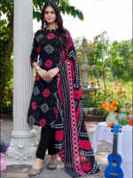 Viscose Reyon Bandhani Print With Mirror & Diamond Work - Image 2