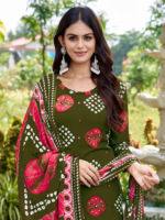 Reyon Bandhani Print With Mirror & Diamond Work